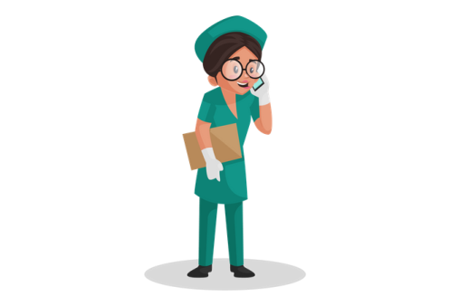 an illustration of a surgeon talking on the phone