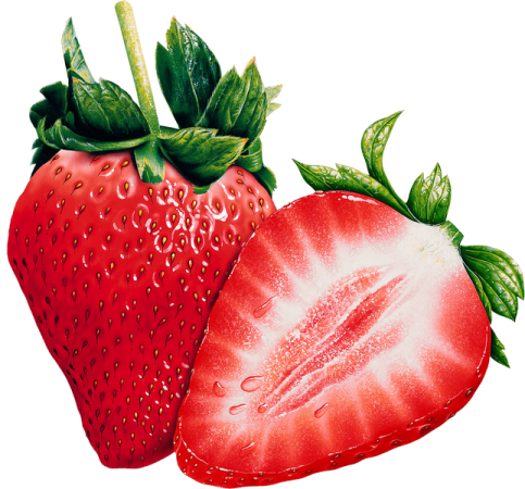 two strawberries and a strawberry on a white background