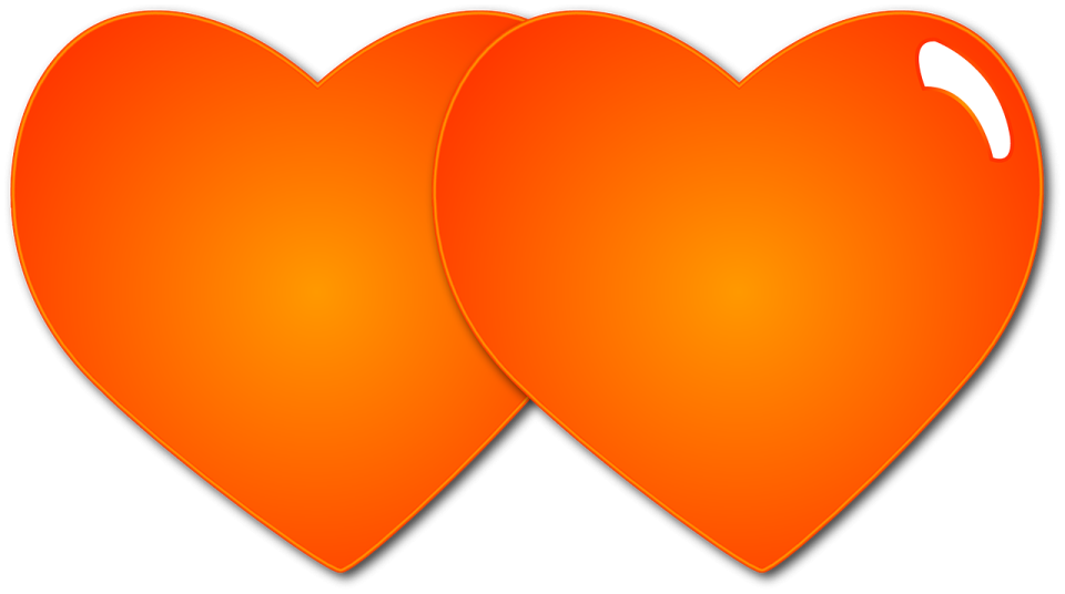 two orange hearts on a white background