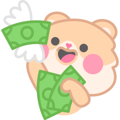 a teddy bear holding a bunch of money