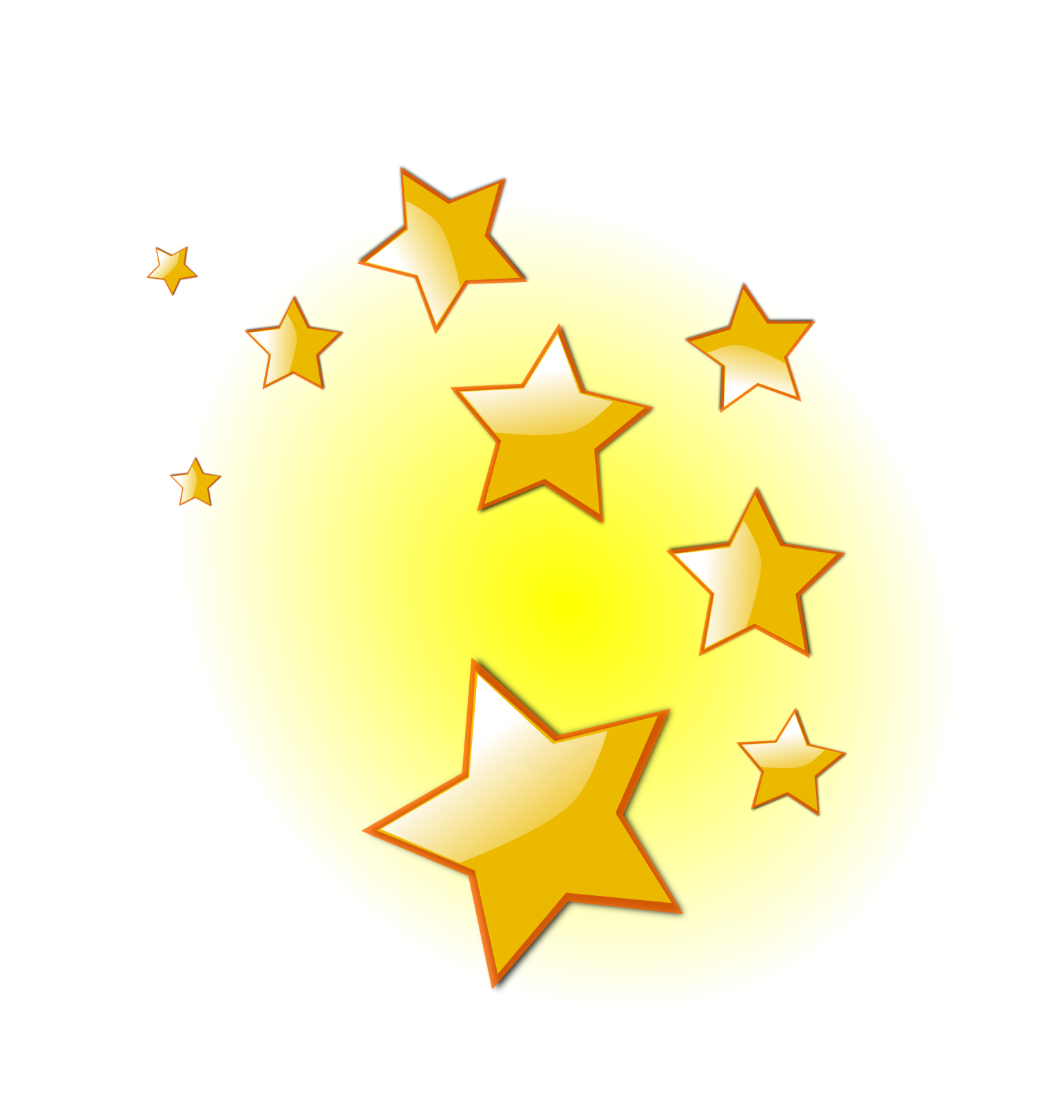 a bunch of yellow stars on a white background