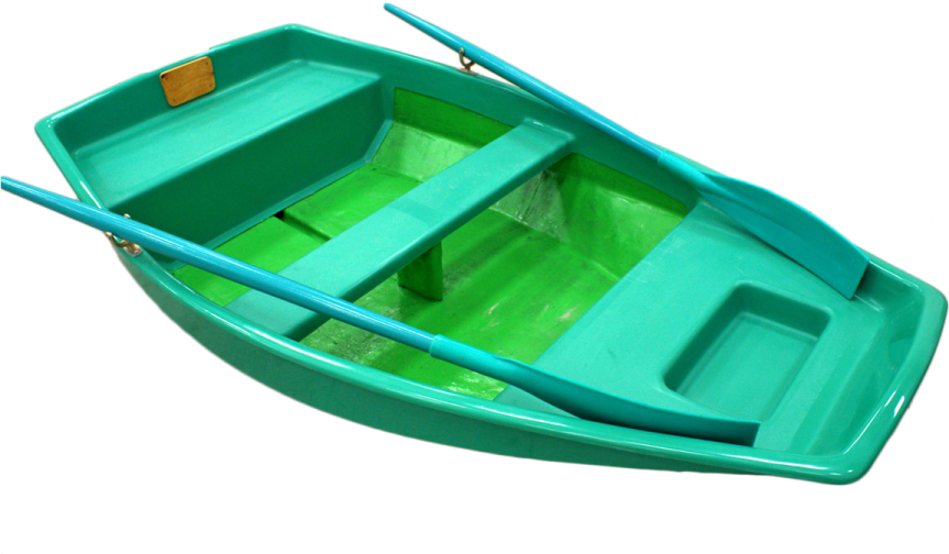 a small green boat on a white background