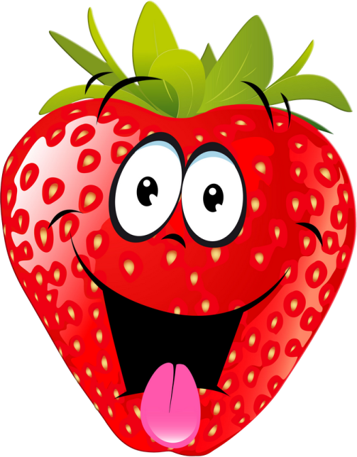 a cartoon strawberry with its tongue sticking out