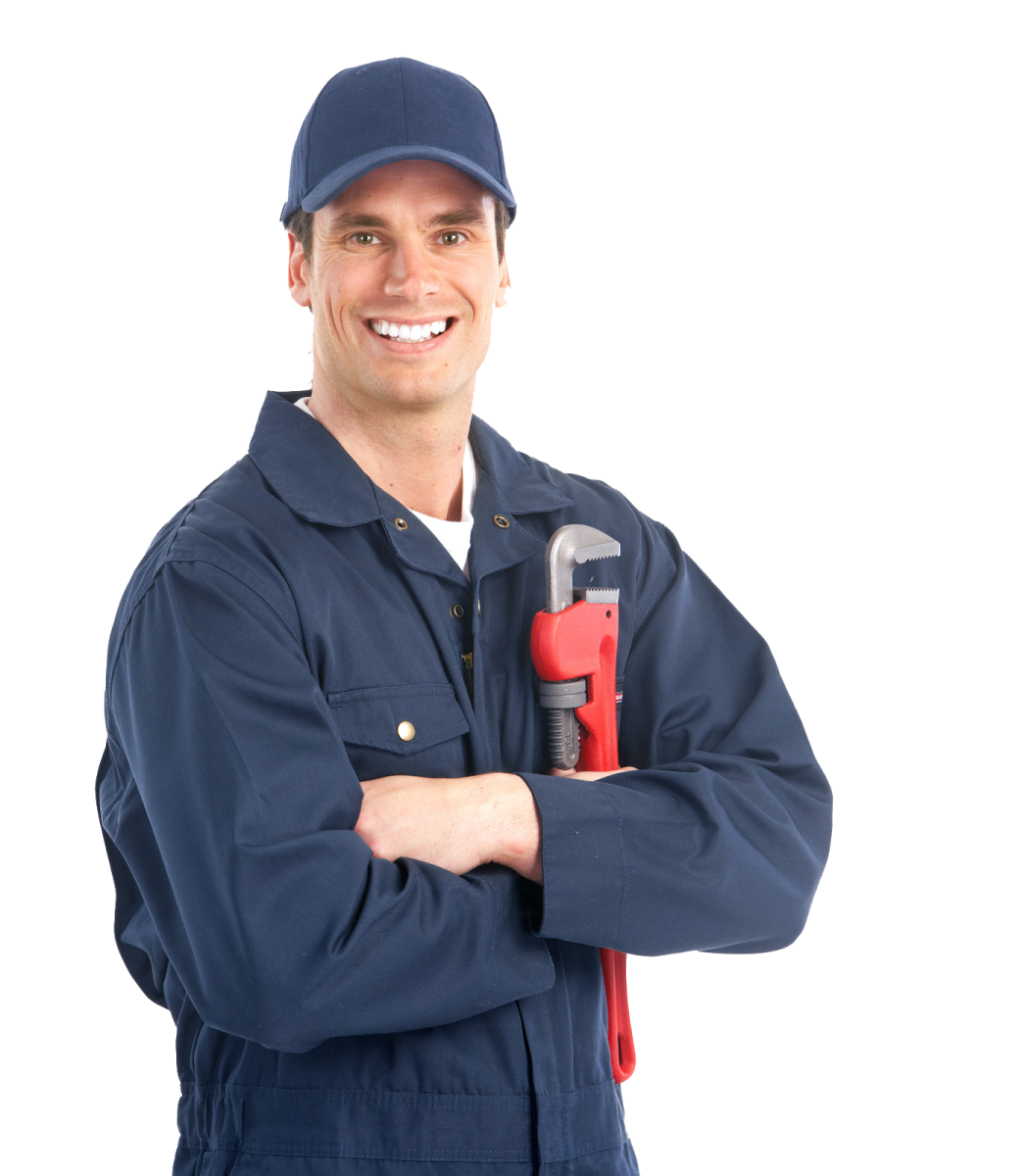 a man in a blue uniform holding a hammer