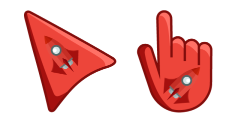 a pair of red hands with two fingers in the middle