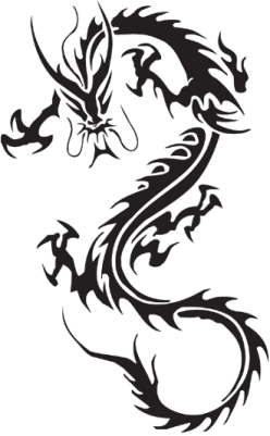 a black and white dragon tattoo