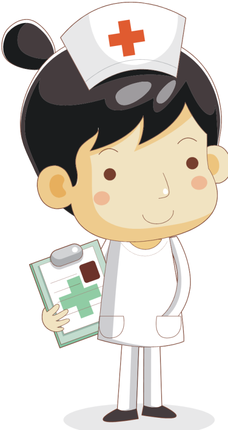 a cartoon nurse holding a clipboard