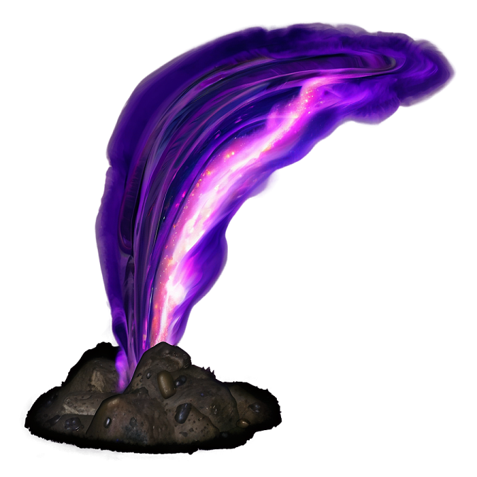 a purple and black object on a white background