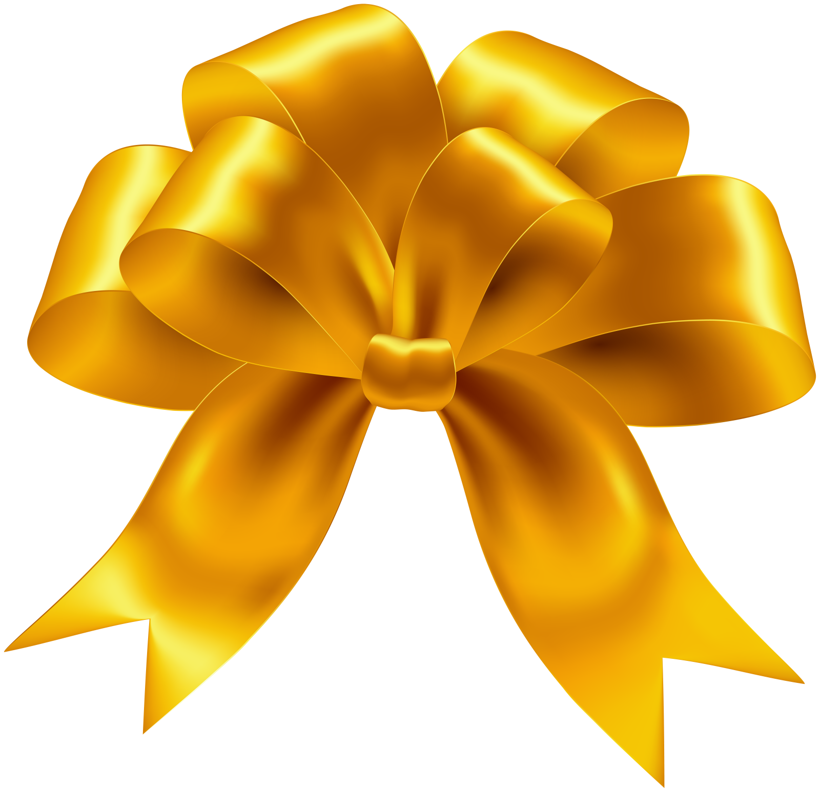 a gold bow with a white background