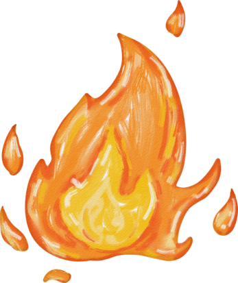 a drawing of a fire