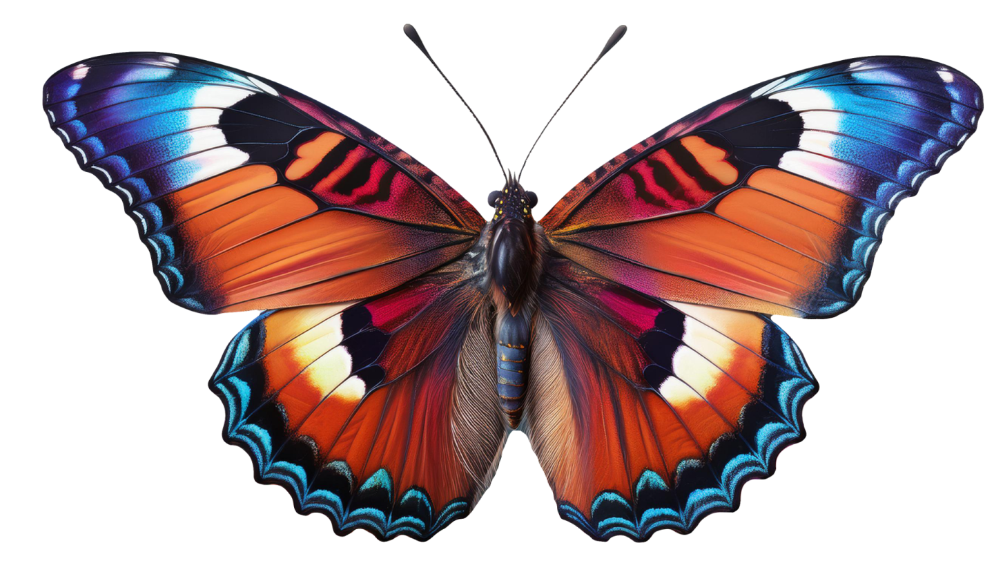 a colorful butterfly on a white background