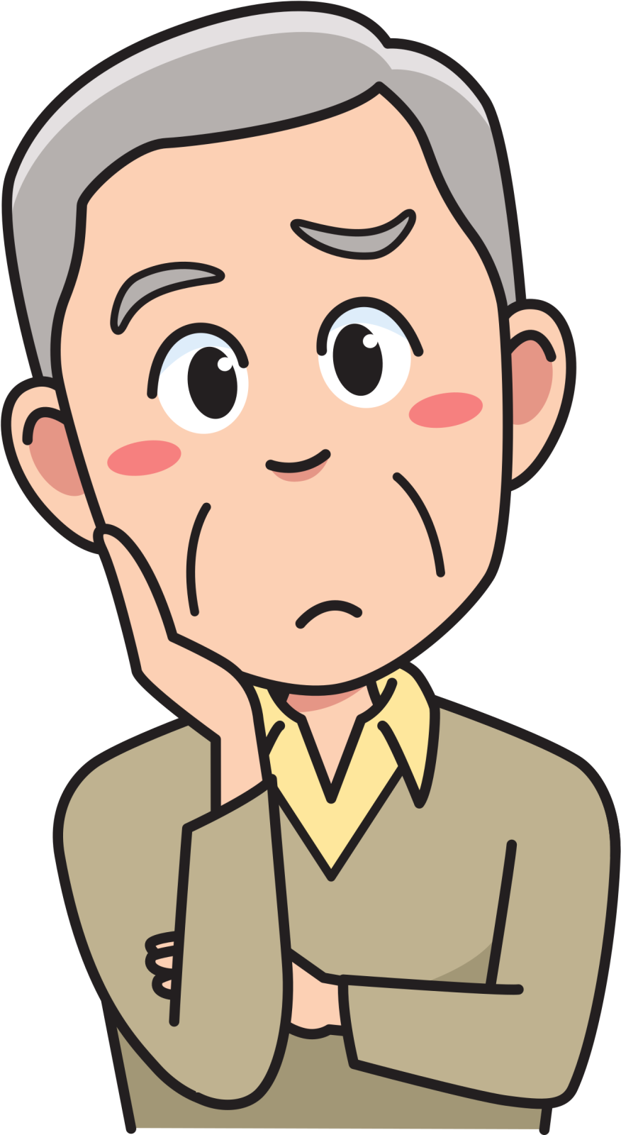 an older man with grey hair and a yellow shirt