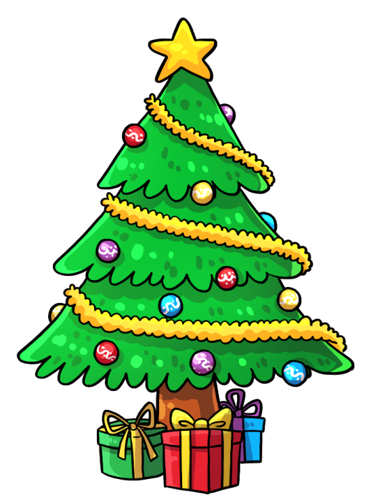 a christmas tree with presents around it