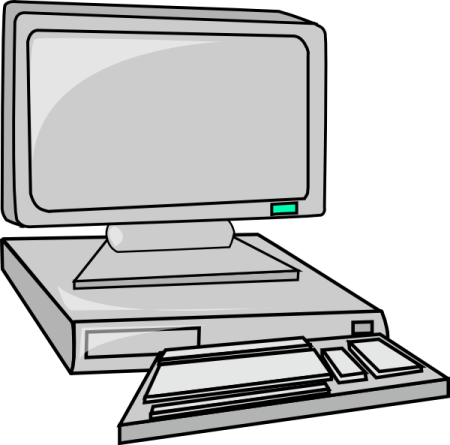 a computer with a monitor on top