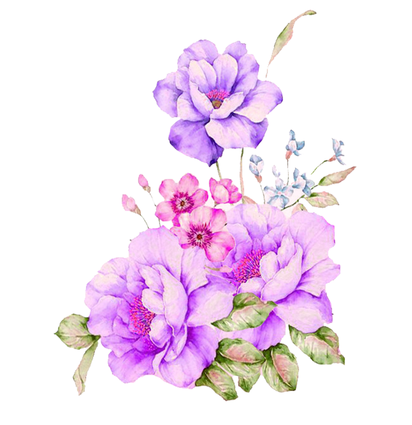 a watercolor painting of purple flowers