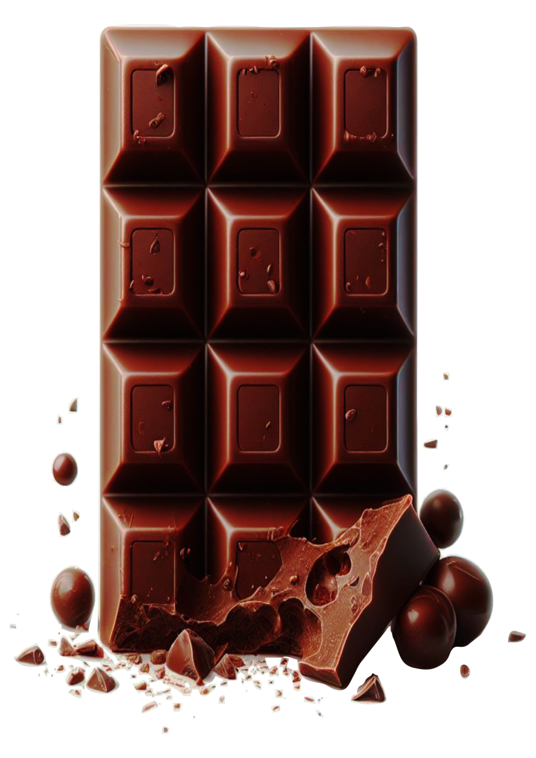 a chocolate bar with pieces of chocolate on it