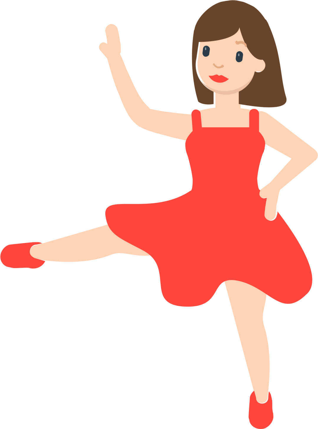 a girl in a red dress is dancing