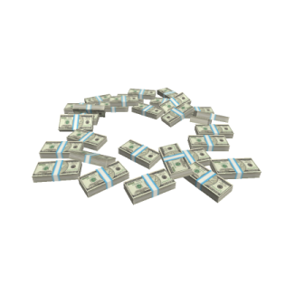 a pile of money on a white background
