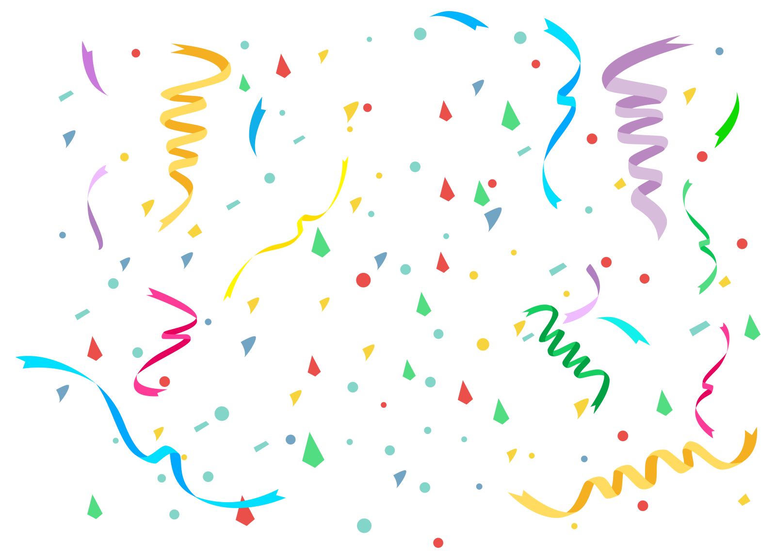 a bunch of colorful streamers on a white background