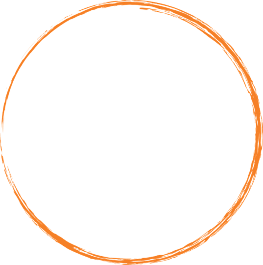 a circle drawn with brown paint on white background