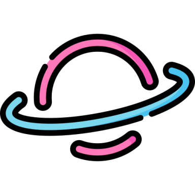 a pink and blue saturn icon