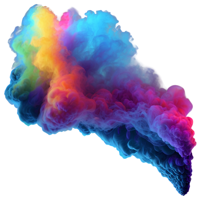 colorful smoke on a white background