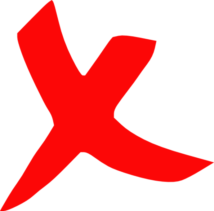 a red x symbol on a white background