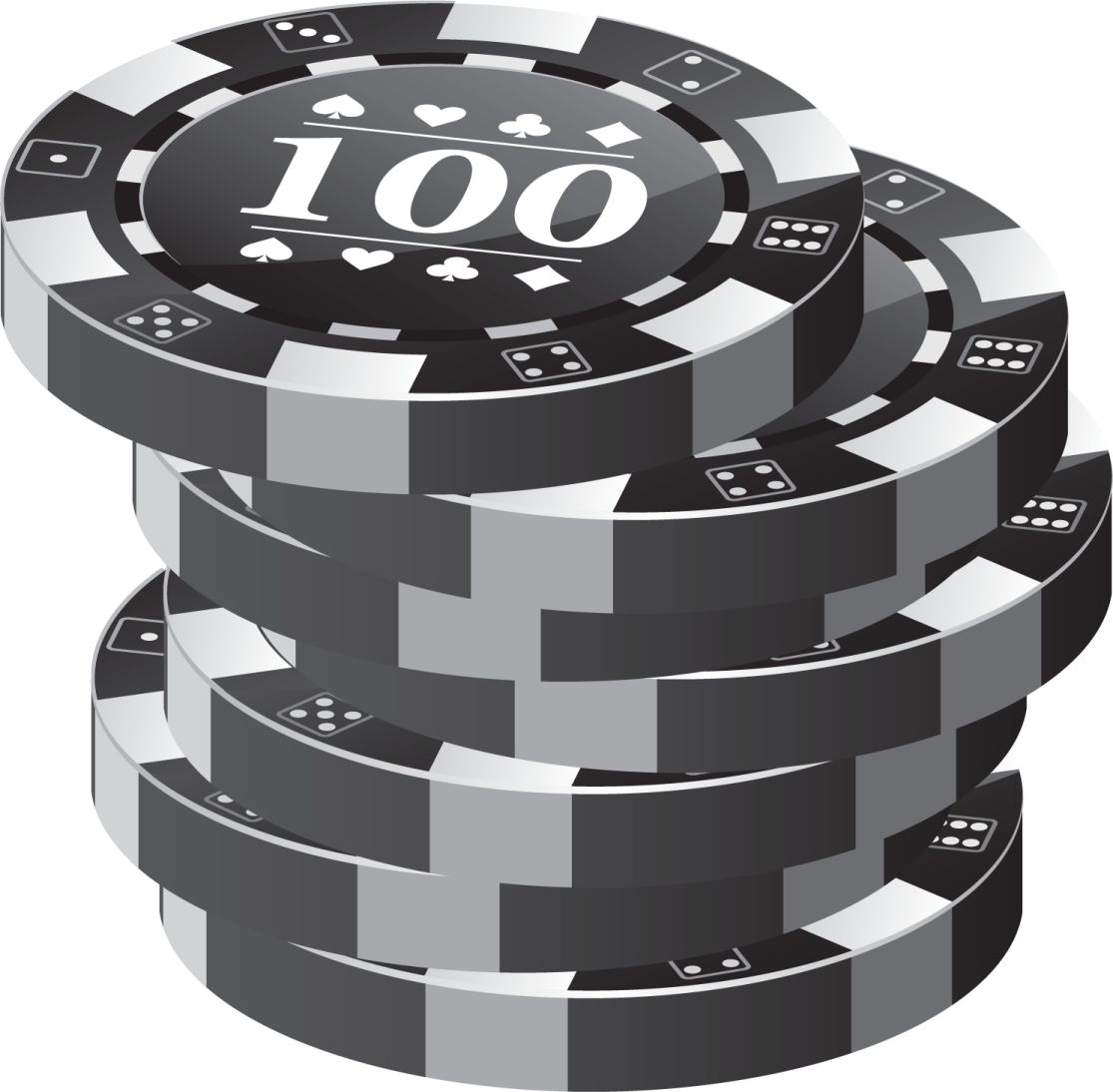 a stack of poker chips on a white background