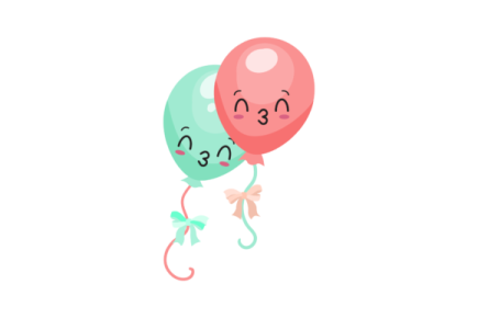 a couple of balloons with faces drawn on them