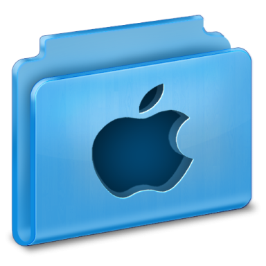 a blue folder with an apple logo