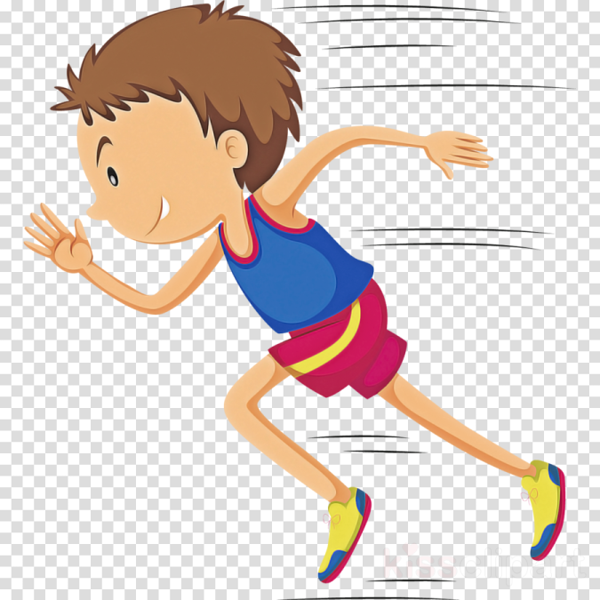 a boy running on a track clipart