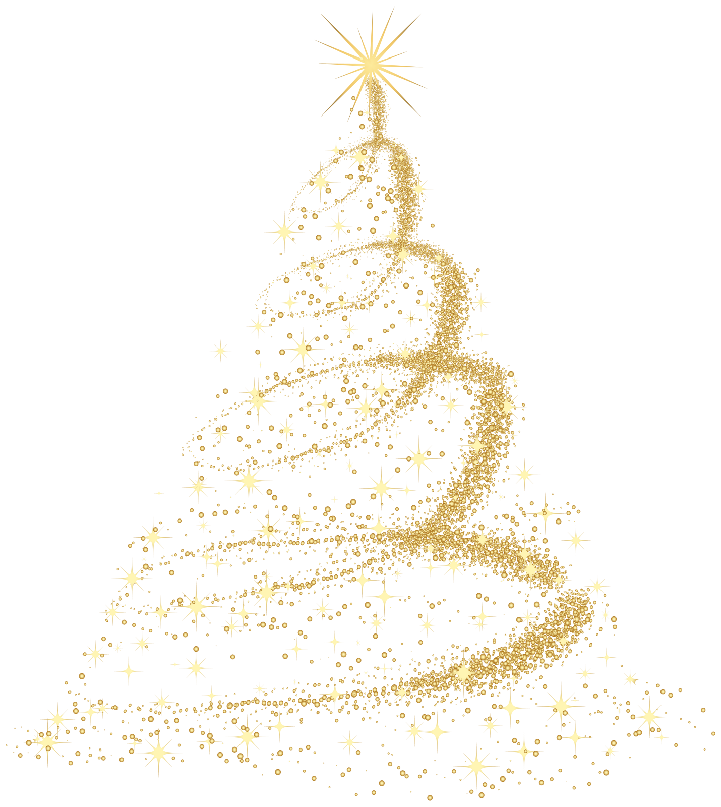 a gold christmas tree on a white background