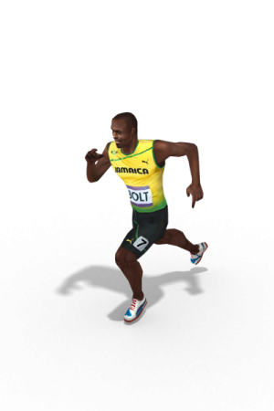 a man running on a white background