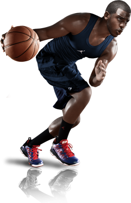 a man holding a basketball ball in his hand