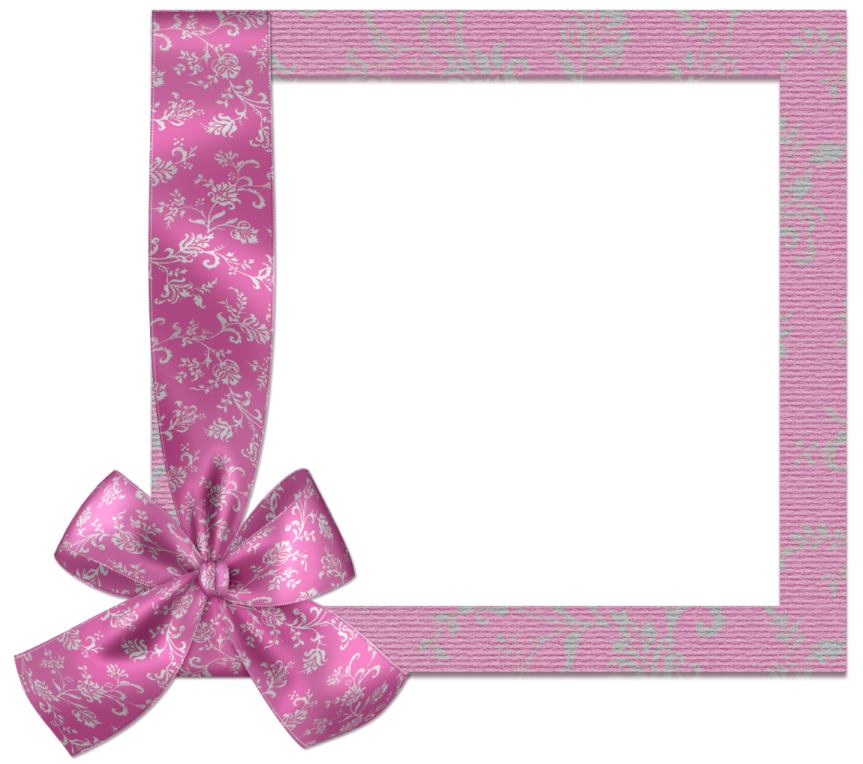 a pink and silver frame with a bow