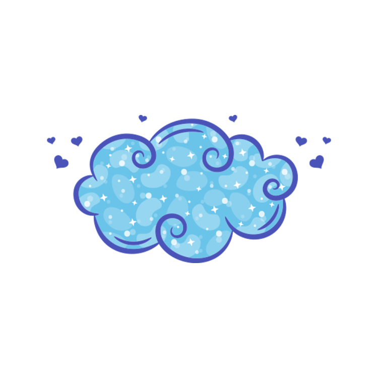 a cloud with hearts and stars on it