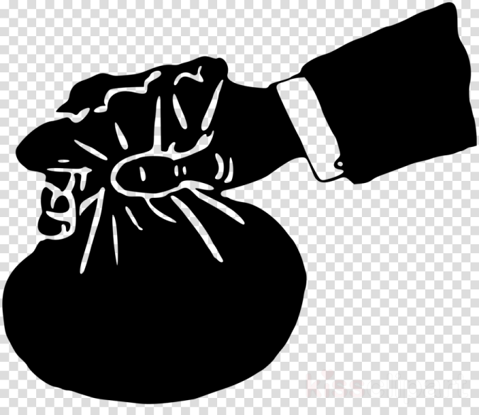 a black and white silhouette of a hand holding a bag