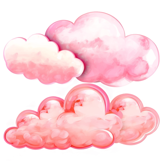 a bunch of pink clouds on a white background