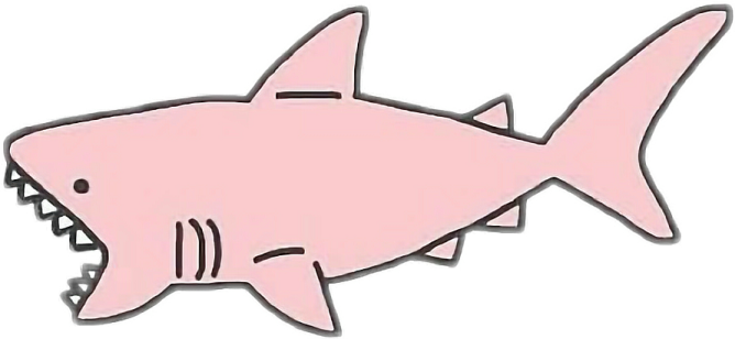 a pink shark sticker on a white background