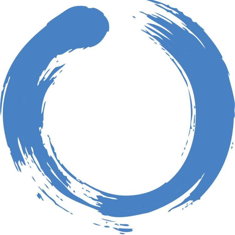 a blue circle with a white background