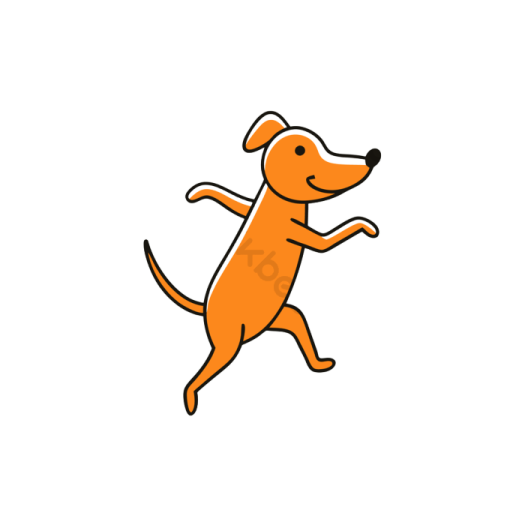 an orange dog running on a white background