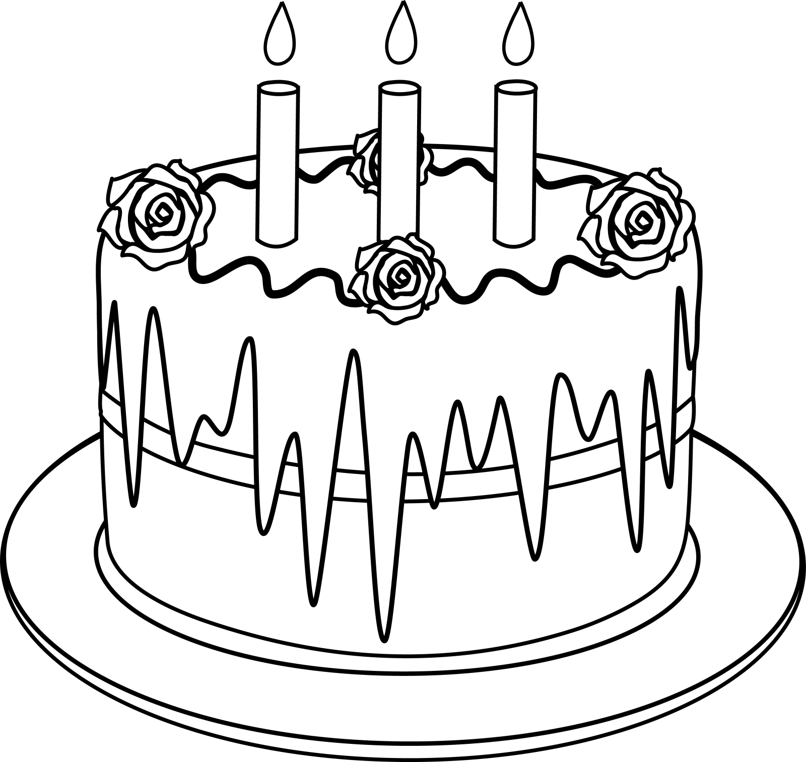 a birthday cake with candles and roses