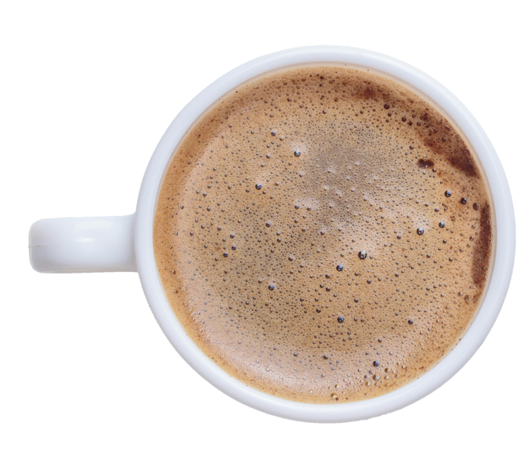 a cup of coffee on a white background