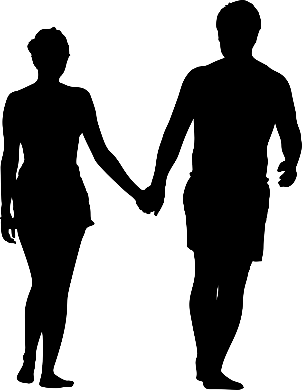 a silhouette of two people holding hands