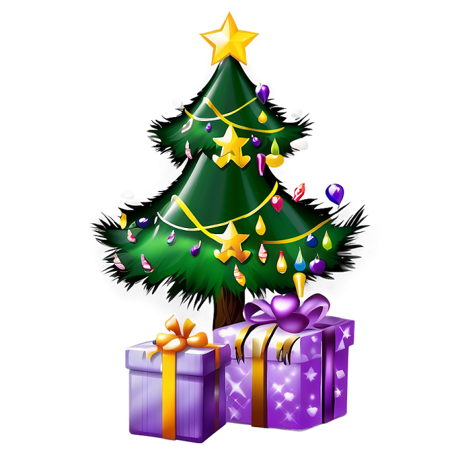 a christmas tree with presents around it