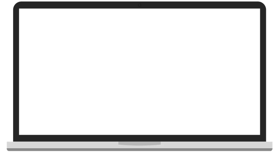 a laptop with a blank screen