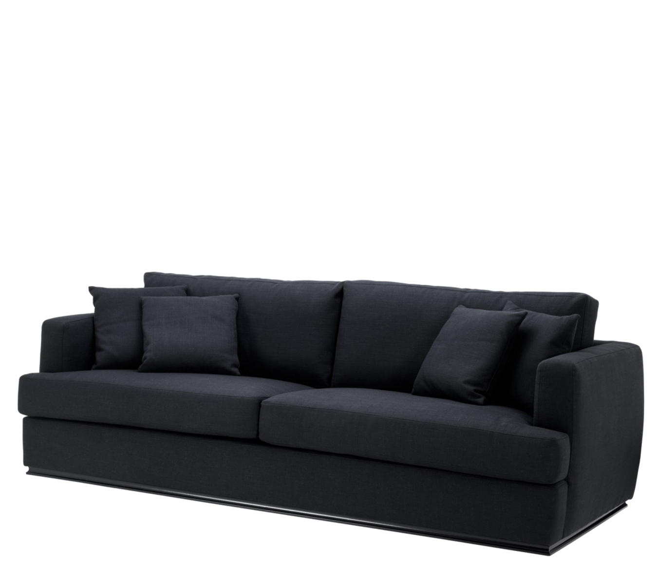 a black couch on a white background