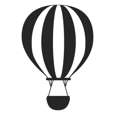 a black and white hot air balloon icon
