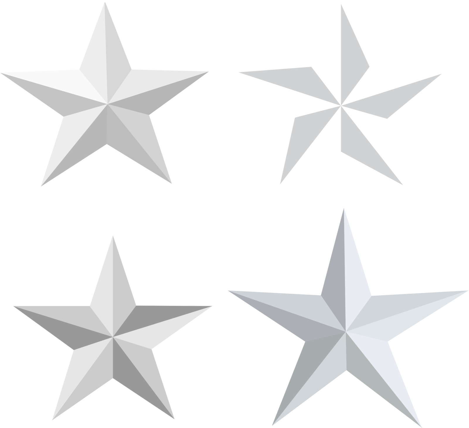 a set of five silver stars
