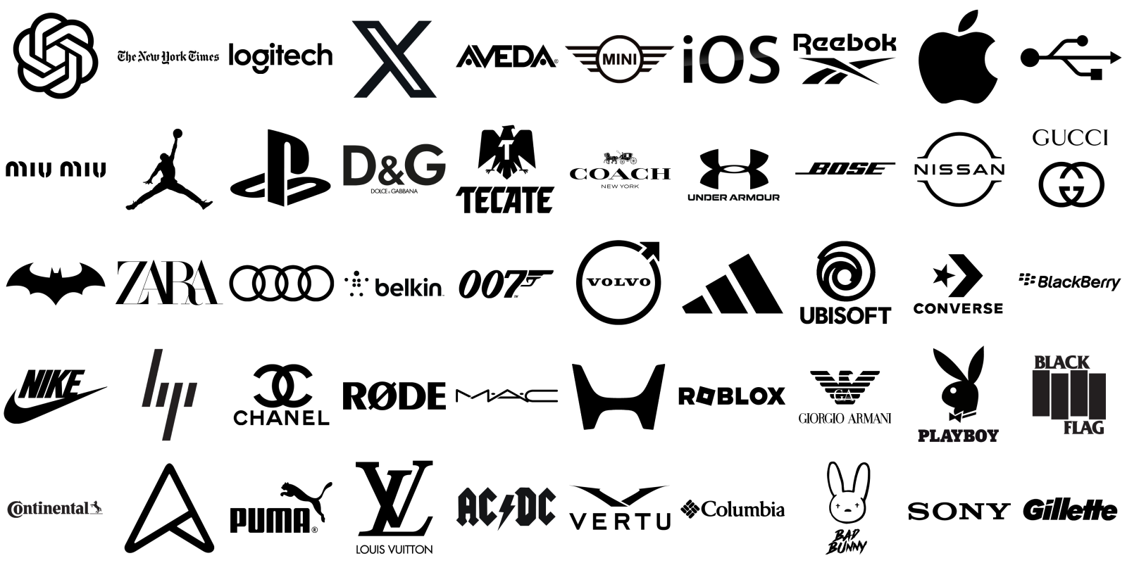 the logos of various brands